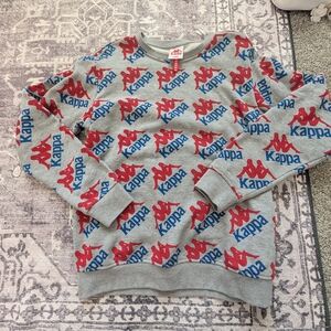 Kappa Grey Crewneck Sweatshirt with Red & Blue Logo Print